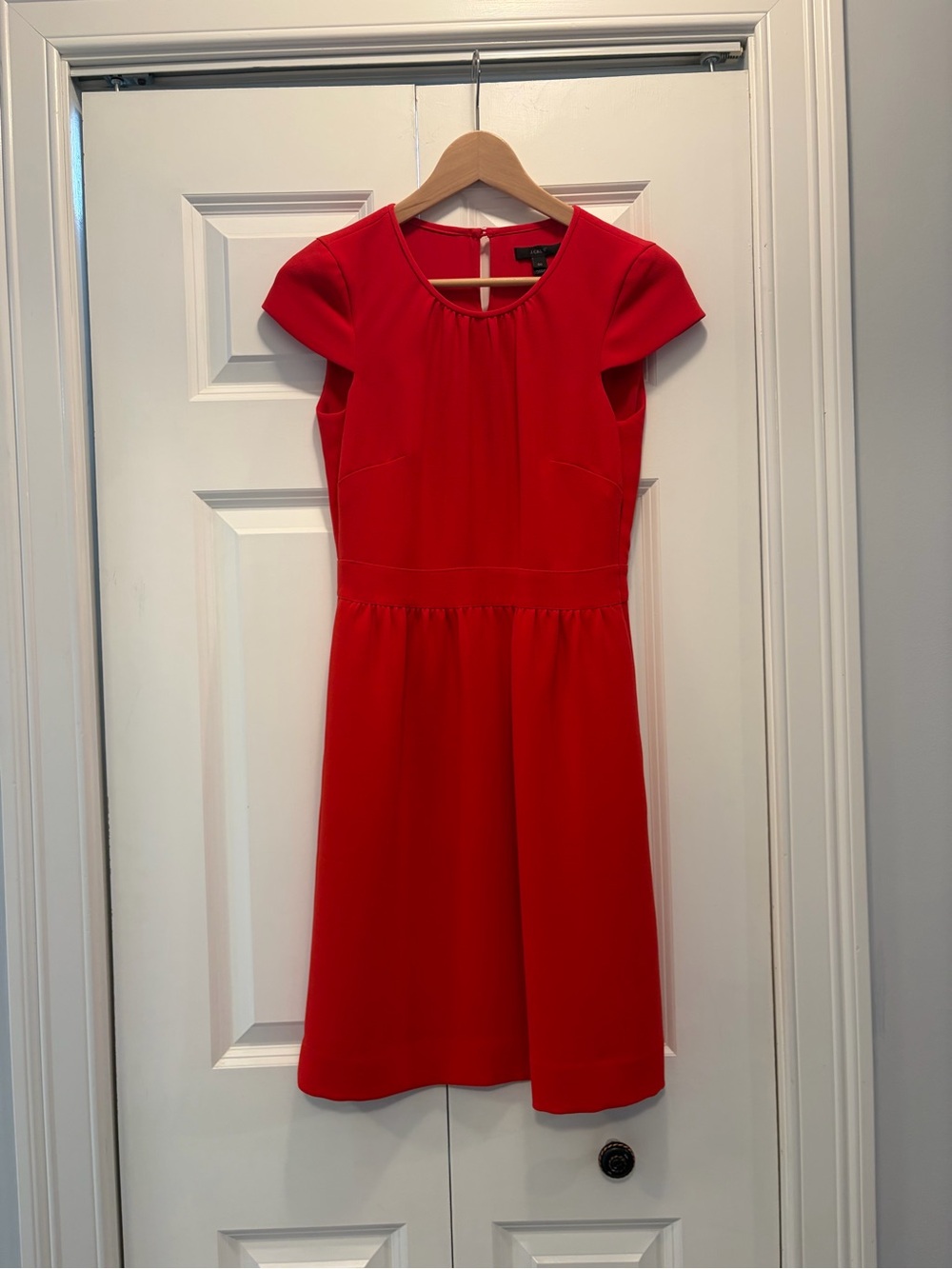 J. Crew Red Cap-Sleeve Fit-and-Flare Dress